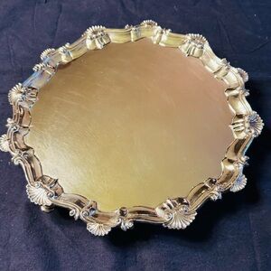 Large 12.5 inch diameter Antique Georgian Sterling Silver Salver 1777.